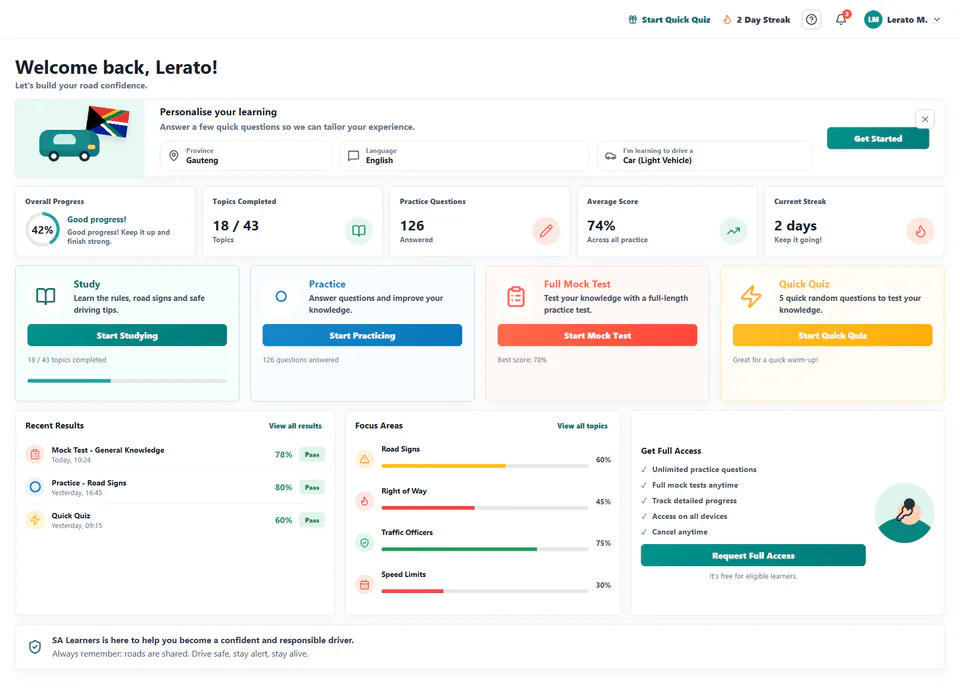 K53 Ready app dashboard preview